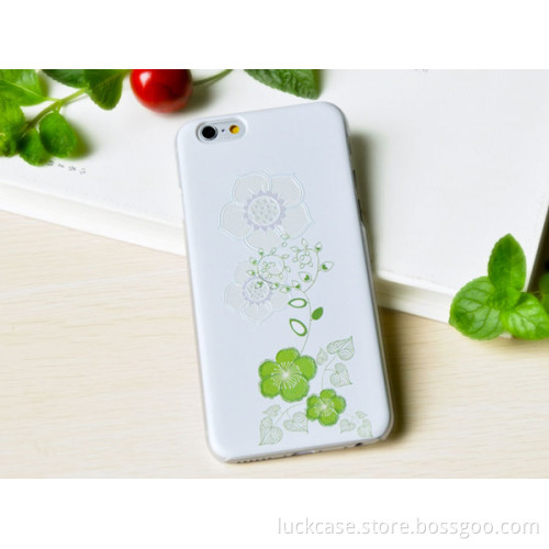 Wonderful charming transparent phone cases with green flowers for iphone 6 plus
